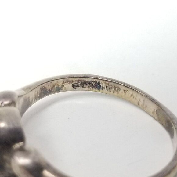 Vintage Sterling Silver Oval Clear Rhinestone Solitaire Ring Size 6 Band, Estate - Picture 3 of 9